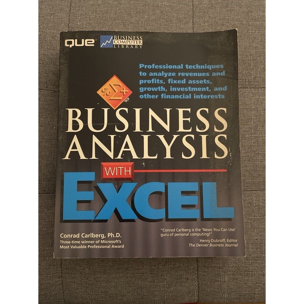 Business Analysis with Excel (Que Business Computer Library) Carlberg, Conrad P